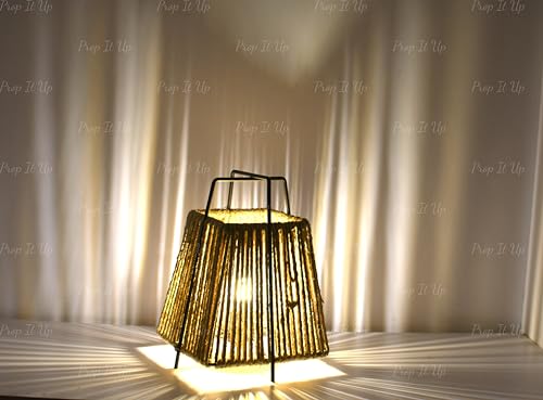 Image of Made in India Eco-Friendly Jute Table Lamp for Bedroom | Modern Minimalist Bedside Lamp with Metal Frame | Aesthetic Night Lamp for Living Room Decor | E27 Holder