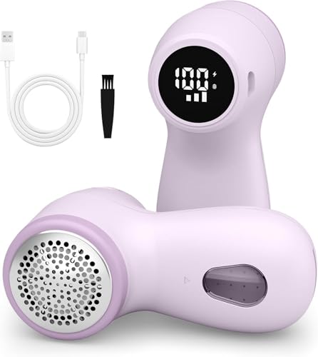 Fabric Shaver, 3-Speeds Lint Shaver with Digital Display, Sweater Bobble Remover for Clothes with 6-leaf Blades, Rechargeable Defuzzer Remove Fuzz, Pills, Furniture, Sofa, Blanket Lint Remover