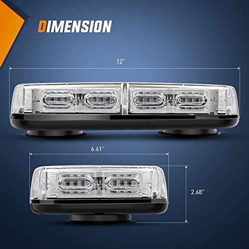 Image of Nilight 12 Inch Roof Top Strobe Lights Magnetic Mount | Blue Hazard Light Emergency Safety Warning LED Flashing Light Bar 48LED 12V 24V for Cars Trucks Snow Plows