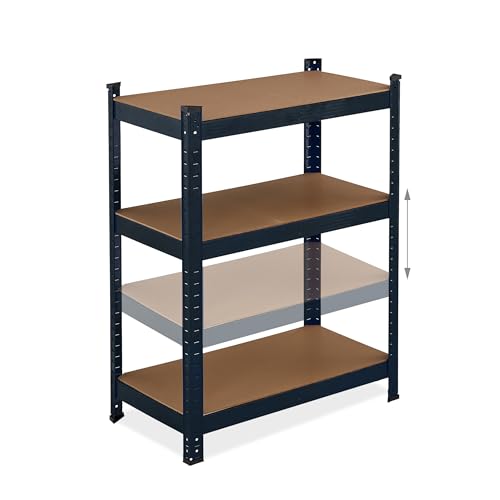 Relaxdays Schwerlastregal, 5 Ebenen, HBT: 180 x 100 x 40 cm, bis 500 kg, Stahl, Lagerregal für Keller & Garage, schwarz