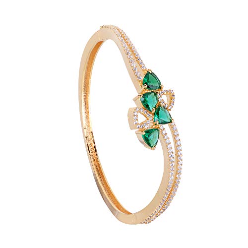Image of SARAF RS JEWELLERY Beautiful Intricate Design Gold Plated American Diamond Handcrafted Stylish Bangle Bracelet for Women and Girls