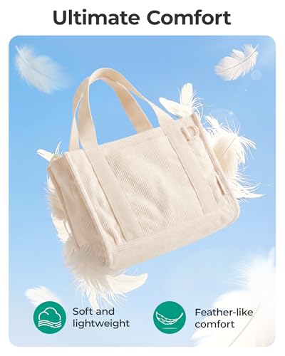 Image of BAGSMART Corduroy Tote Bag for Women, Small Travel Work 14 inch Laptop Handbag | Fits 14 inch Laptop & 40oz Tumbler, Soft Vintage Corduroy Crossbody Bag For Teacher, Nurse Daily Use & Flight Travel, Hand Wash