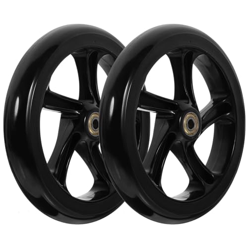 Healvian 2pcs Non-skid Scooter Wheels, Anti-wear PU Wheels, 175mm, Black