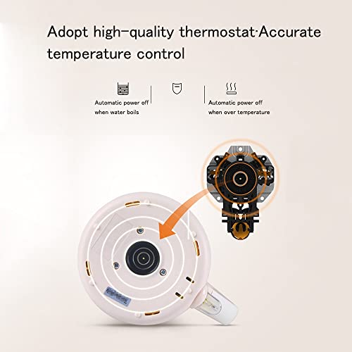 Bouilloire électrique 1800W sans fil avec protection à sec