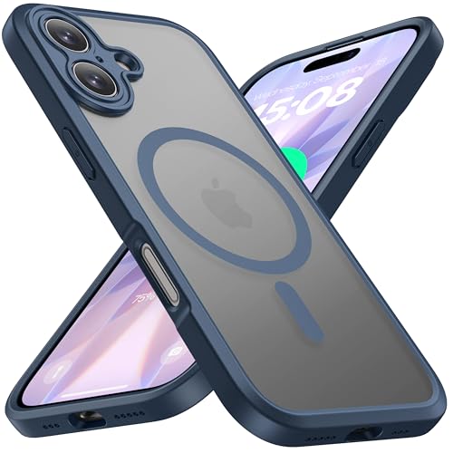 ImpactStrong Magnetic Guard Designed for iPhone 17 Case [Camera Protection] [Military Grade Drop Tested] [Compatible with MagSafe] Slim Translucent Matte Phone Case (6.3") - Navy Blue