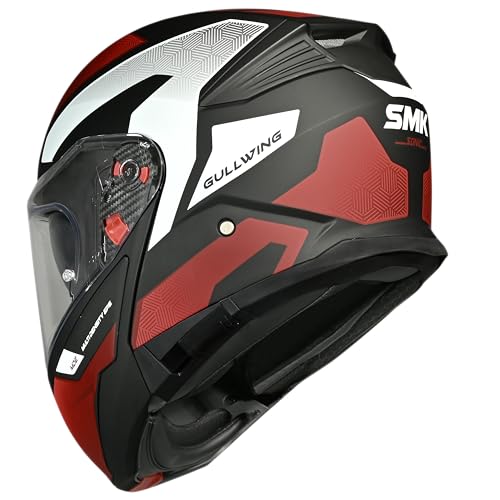 Image of SMK Gullwing Sonic Flip-up Full Face Helmet ISI, ECE22.06 and DOT Certified with Antifog Pinlock 30 and Dual Visor - L