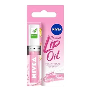 NIVEA Candy Pink Lip Oil (5.5ml), Moisturising Lip Oil With 100% Natural Oils Including Jojoba Oil, Long Lasting and Non-Sticky Lip Gloss