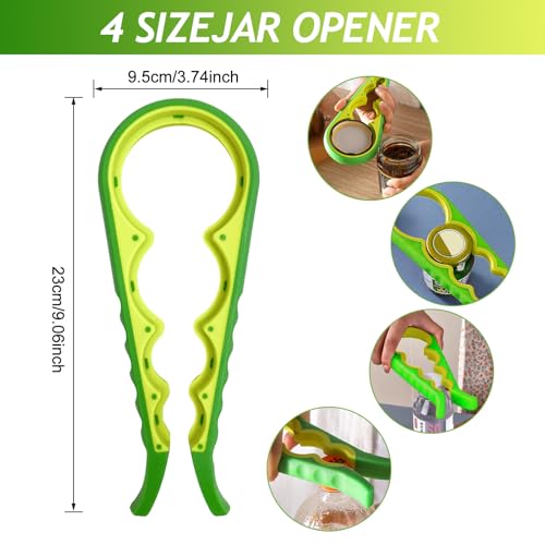 Image of 4 in 1 Jar Opener Multi-Function Bottle Opener Non Slip Remover Tool for Seniors with Arthritis and Anyone with Low Strength(Green Yellow)
