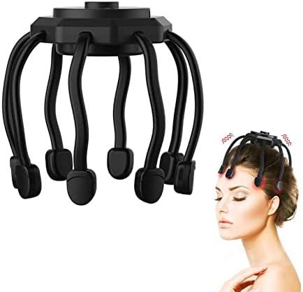 Ultra Scalp Massager Electric Scalp Massager with 8-Frequency Vibrating Contacts with 3 Modes 360 Degree Head Massager Portable Ultra Scalp Massager for Stress Relax Ideal Gift (Black)
