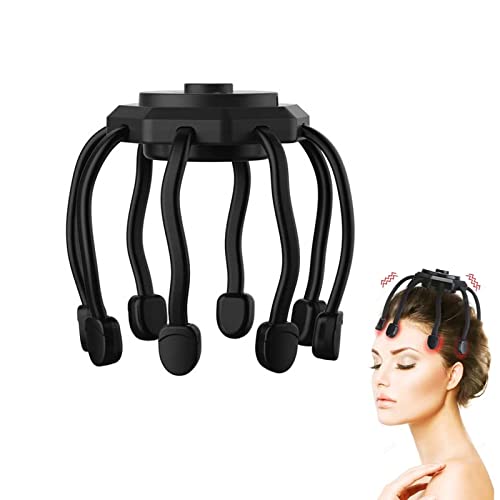 Ultra Scalp Massager Electric Scalp Massager With 8-Frequency Vibrating Contacts With 3 Modes 360 Degree Head Massager Portable Ultra Scalp Massager For Stress Relax Ideal Gift (Black) #TOP17