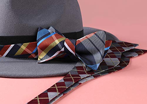 Men's Bow Ties Check Plaid Self Tie Bow Tie And Pocket Square Classic Navy Bowtie Formal Tuxedo Wedding Bowties Handkerchief Set #TOP4