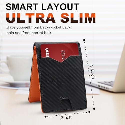 Men's Wallet slim wallet Carbon Fiber Bi-Fold Wallet - RFID Blocking Ultra Thin Card Holder (Holds 10+ Cards) Business & Travel Essential (Perfect Day Gift)2