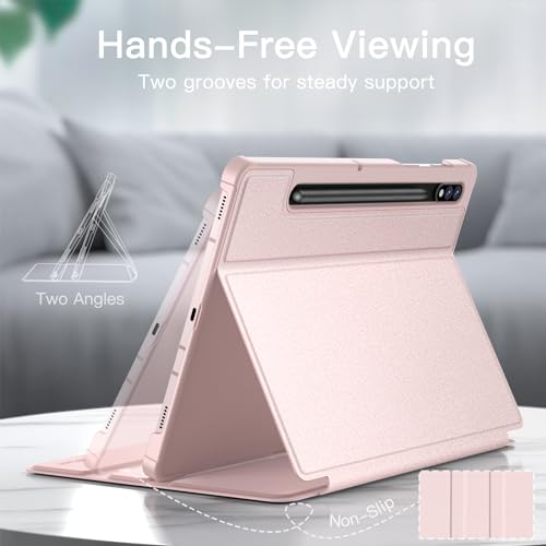 Image of JETech Cover Case for Samsung Galaxy Tab S8 2022 /S7 2020 11-Inch with S Pen Holder, Slim Folio Stand Protective Tablet Cover, Multi-Angle Viewing (Pink Gold)