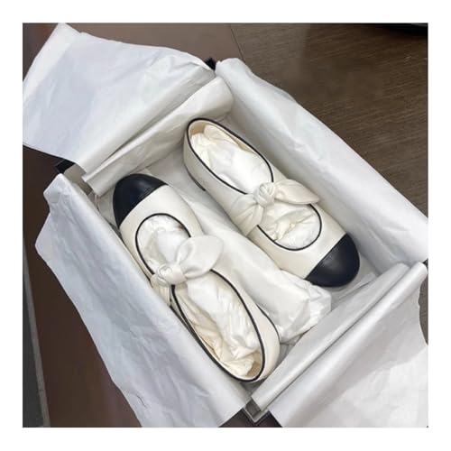 ZQW Women's Bow Ballet Flats Closed Round Toe Mary Jane Shoes Comfortable Leather Casual Non-Slip Daily Dressy Work Travel4
