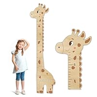 CHARMIBLE Personalised Wooden Print Height Chart for Kids, Custom Name Wall Hanging Measuring Ruler for Child, Removable Wood Baby Measuring Wall Chart for Bedroom Nursery Wall Decoration (Giraffe A)