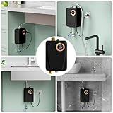 Instant Water Heater 3KW 220V Tankless Hot Water Heater with LCD Display for in-Line Sinks, Under Sink Water Heater (Black) - Image 3