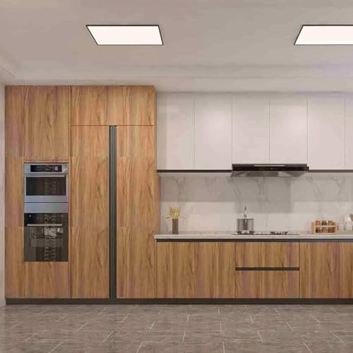 Elton Yellowish Brown Teak Wood Self Adhesive Wallpaper Furniture Film Waterproof oilproof Tile Sticker Kitchen Wall Paper for Walls Cabinets Cupboard Tabletop (40 x 240 Cms)