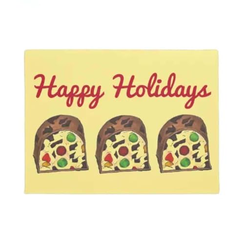 ���փ}�b�g �n�b�s�[�z���f�[�t���[�c�P�[�L�t�@�~���[�E�F���J���}�b�g�F�l�Ƒ��ւ̃M�t�g 50×80cm doormat Happy Holidays Fruit Cake Family Welcome Mat Gift For Friend Family