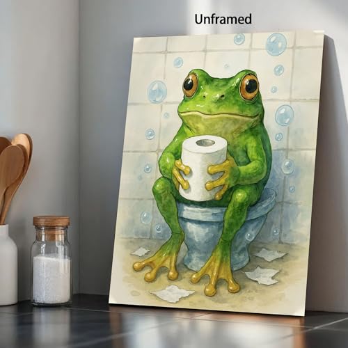Image of Frimeeme 4Pcs Unframed Funny Frog Wall Art& Poster Prints, 8x10 In