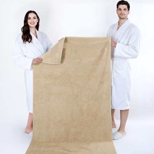 Image of Cotton Paradise 100% Cotton Turkish Towel Set, Soft Absorbent Quick Dry, 2 Piece 35x70 Bath Sheet Set, Beige