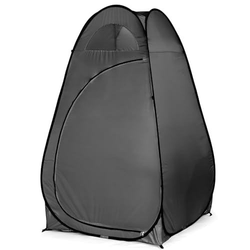 Pop Up Shower Tent - Privacy Shelter for Camping, Beach & Hiking, 6.2ft Portable Changing Room & Toilet Tent with Carry Bag, Water-Resistant & UV Protection for Outdoor Activities, Black