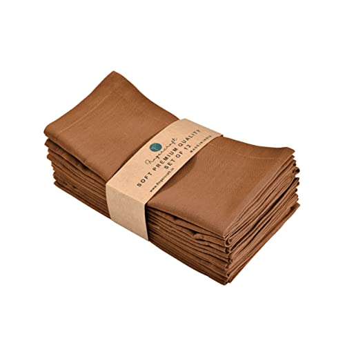 Cloth Napkins Dinner Washable Set Of 4 In Cotton Linen Fabric Premium Quality, Mitered Corners For Reusable Every Day Use Pre Shrunk And Good Absorbency Christmas Cloth Napkins (Pack Of 4, Brown) #TOP1