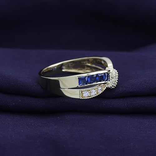 AFFY Simulated Blue Sapphire & White Cubic Zirconia Fashion Ring in 14k Gold Over Sterling Silver (1.33 cttw)4