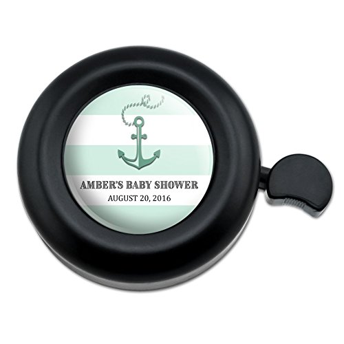 Graphics and More Personalized Custom Nautical Anchor Mint Green Stripes Shower Wedding Birthday Bicycle Handlebar Bike Bell