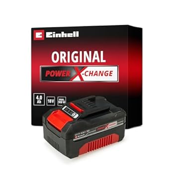 Originale Batteria Einhell 18V 4,0 Ah Power X-Change (18V, per tutti gli utensili PXC, indicatore del livello di carica, sistema di gestione della batteria, cicli di carica adattati alla situazione)