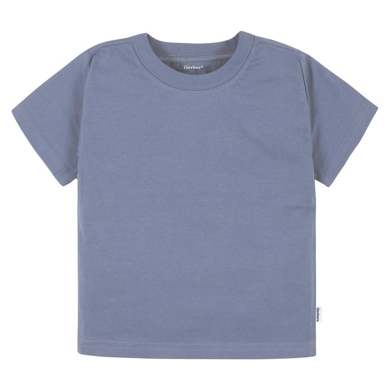 Image of Gerber Baby & Toddler 5-Pack Solid Short Sleeve T-Shirts Jersey 160 GSM