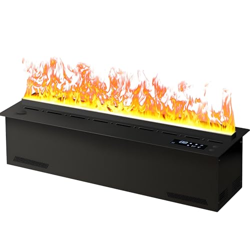 3D Water Vapour Electric Fireplace,Recessed Atomized Fireplace,Remote,Touch Control,Automatic Water Filling,Ultra-Thin 3mm Panel,Suitable for Multiple Scenarios,128-Colors 100cm