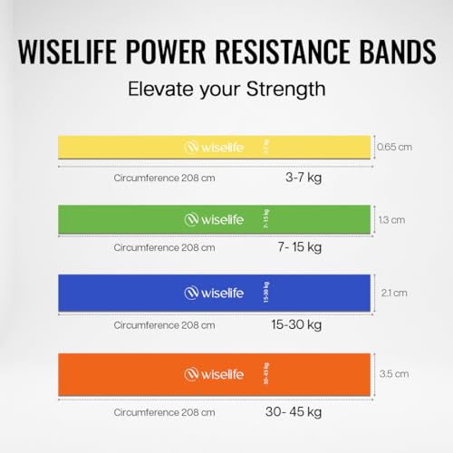 Image of WiseLife Elasticized Resistance Band for Exercise and Stretching | Power Band for Lower Body Strength Workouts | Suitable for Pull up Assist Upto 12-30 Kg (Green)