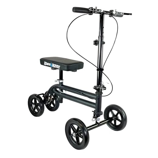 KneeRover Economy Knee Scooter Steerable Knee Walker Crutch Alternative with Dual Braking System in Matte Black