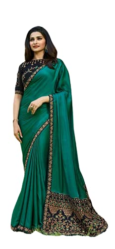 Maruti Women's Dola Silk Saree With Blouse (Morpitch_Green)