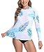 Eteoepo Women Rash Guard Long Sleeve Quick Dry Women's Rash Guard UPF 50+ Swim Shirts for Women(Tropical Leaf,S)