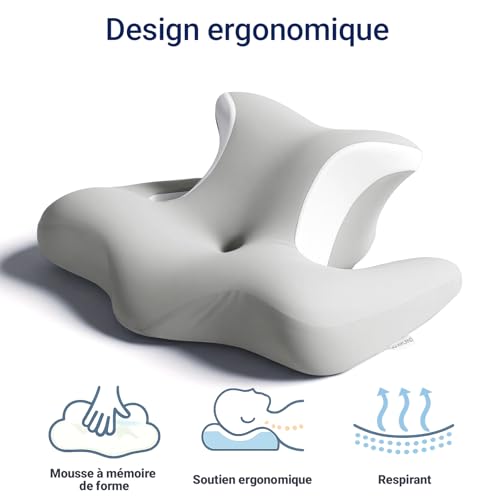 Oreiller ergonomique cervical COSYLAND avec cavités oreilles intégrées - 5