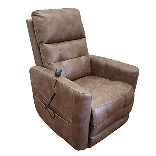 Fenetic Westminster Leather Riser and Recliner Mobility Chair - Powered headrest and Lumbar Support + USB Charging (Mushroom)