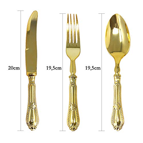Vaisselle en plastique réutilisable or Decorline - Couverts baroques - 6