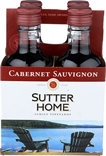 Sutter Home Cabernet Sauvignon Red Wine, 187mL Wine Bottles (4 Pack)