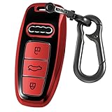 Kirsnda Key Fob Cover with keychian Compatible with Audi 2021 2022 2023 2024 2025 A6 A7 A8 Q6 Q7 Q8 ect S or RS Smart Remote Key,TPU Protection Key Case (red)