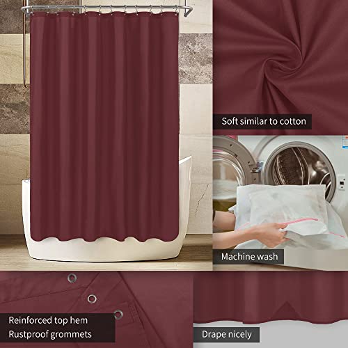 Image of ALYVIA SPRING Waterproof Fabric Shower Curtain or Liner Burgundy Red, 72x72 | 3 Magnets, Soft Cloth & Hotel Quality, Machine Washable, Light-Weight, Standard Size