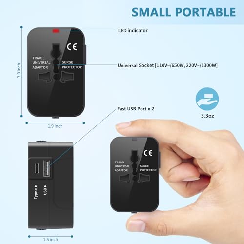 Mingtong TA-MT-007 Travel Adapter, Worldwide All In One Universal Travel Adaptor Ac Power Plug Adapter Wall Charger thumb #6