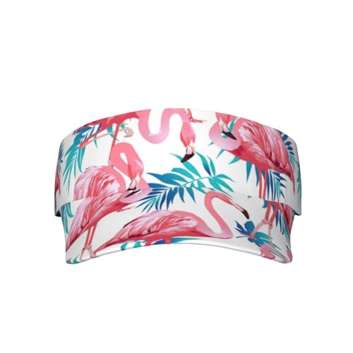 Sombrero unisex con visera con estampado de hojas verdes y flamencos, diseño de hoja, a la moda para deportes y actividades al aire libre