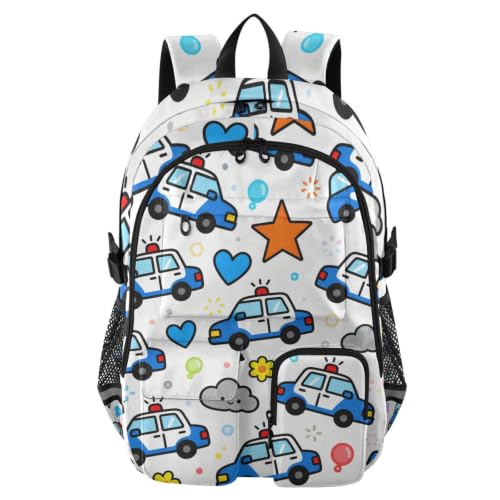 Mochilas de viaje para laptop con diseño de caricaturas azules de policía para niños