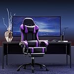 Gaming Chair, Computer Chair with Footrest and Lumbar Support, Ergonomic Video Game Chair with Headrest, Height Adjustable Gamer Chair Office Desk Chair, Purple - Image 2