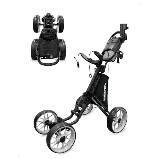 caddytek Caddycruiser One Version 8 - One-Click Folding 4 Wheel Golf Push Cart, Dark Grey