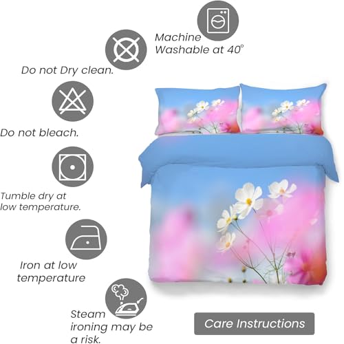 Housse couette microfibres douce 200x200 fleurs avec fermeture éclair - 7