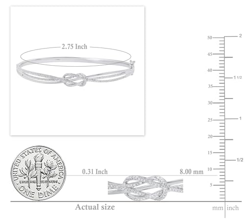 Image of Dazzlingrock Collection Round White Diamond Infinity Knot Bangle Bracelet for Her (Diameter 2.75 inch, 0.25 ctw, Color I-J, Clarity I2-I3) in 925 Sterling Silver
