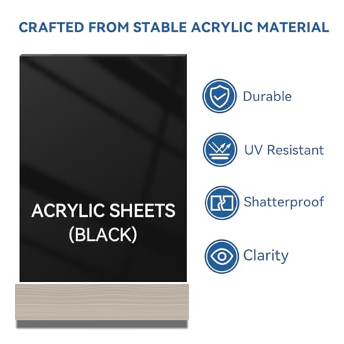 Image of 3 Pack Black Plexiglass Sheets 24x36x1 /8'' Thick Acrylic Sheets Plastic Sheet Plexiglass Panel Easy to Cut with Saw or Drill Ideal for Laser Cutting, DIY Project, Craft, Display Use