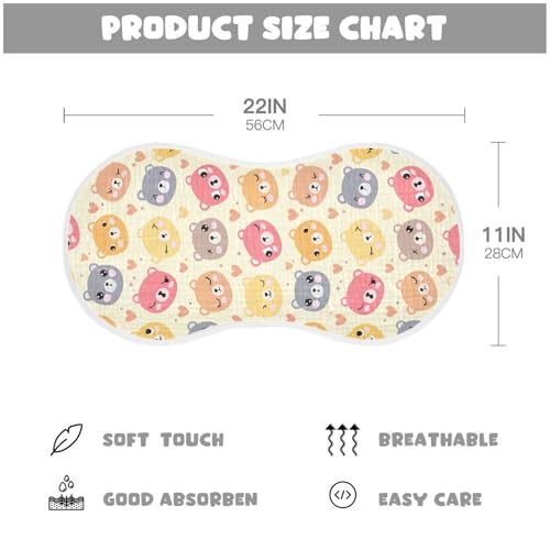 Cute Bear Faces Muslin Burp Cloths for Baby 4-Layer Absorbent Cotton Large 22" x 11" Soft Spit Up Rags for Newborns Boys Girls, 1 Pack2